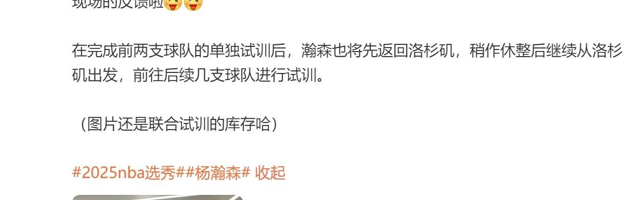 媒体人更新杨瀚森试训情况：得到的消息是“非常不错！”